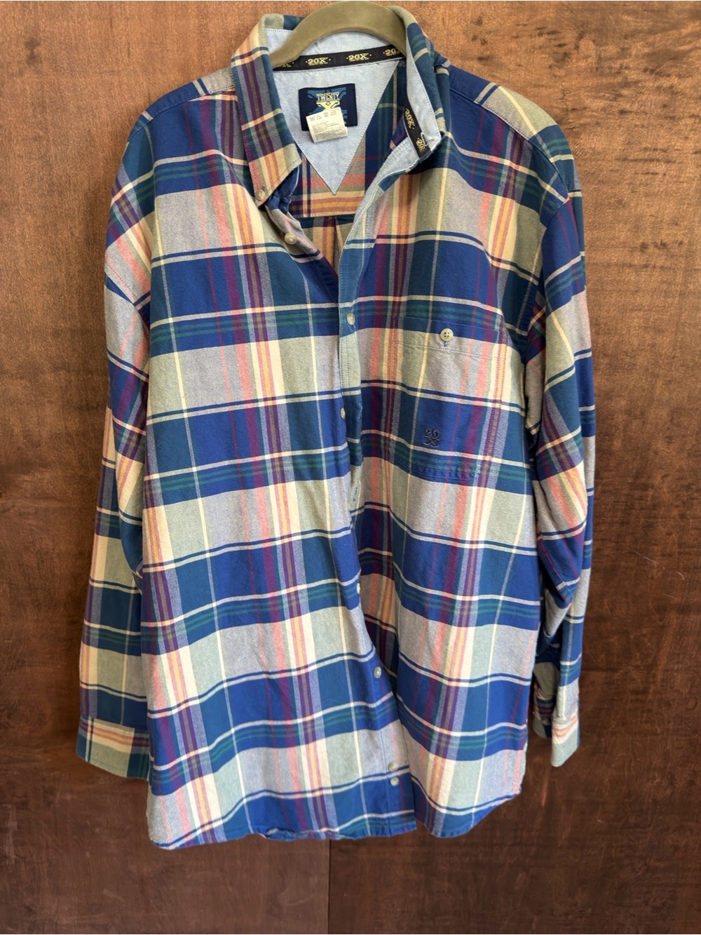 Wrangler 20X long-sleeve plaid Western button-up shirt (1023)